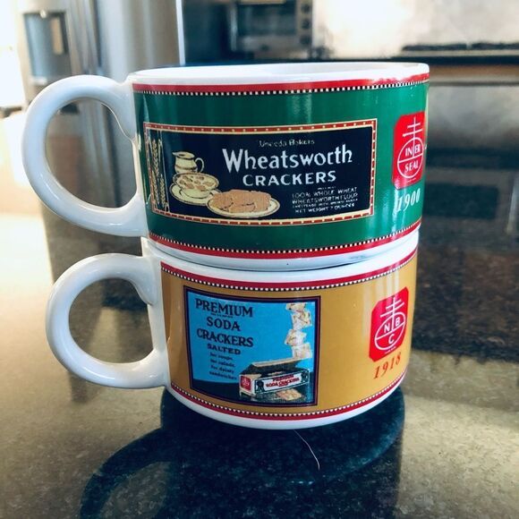 Vintage Ceramic Cracker Advertisement Soup Bowl Cups Set - Picture 6 of 6